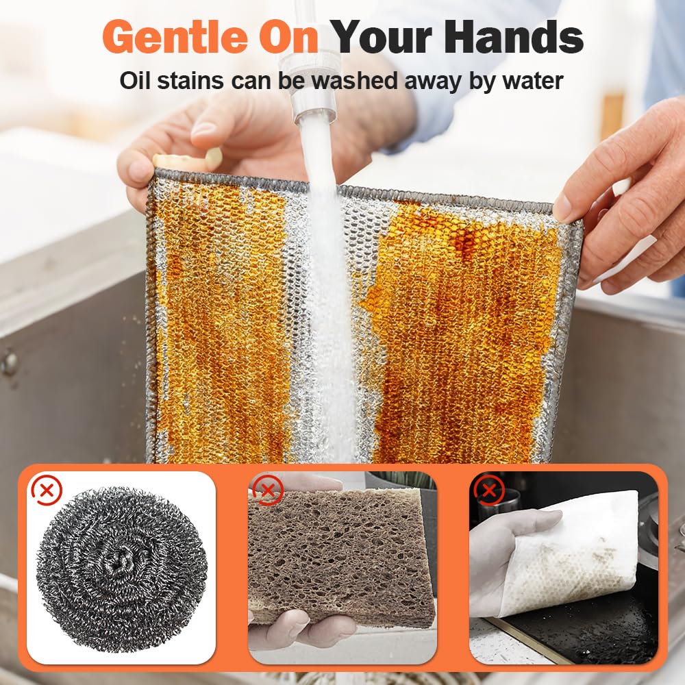 Multipurpose Wire Dishwashing Rags, 2026 New Reusable Metal Wire Dishwashing Cloth for Home Kitchen Cooktop