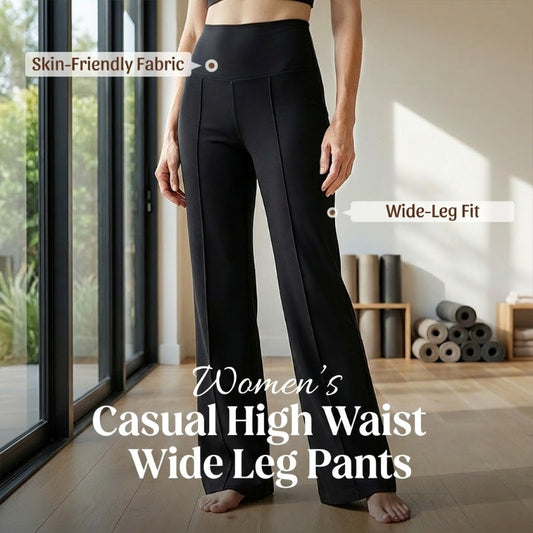 🥳2026 HOT SALE🥳💞50K+ SOLD!☕🧘‍♀️Women's High Waist Wide Leg Pants – Soft stretch fabric, gentle tummy control! Flattering fit for every shape. Easy pull-on, no tricky buttons. Your everyday essential. 🧵🦵