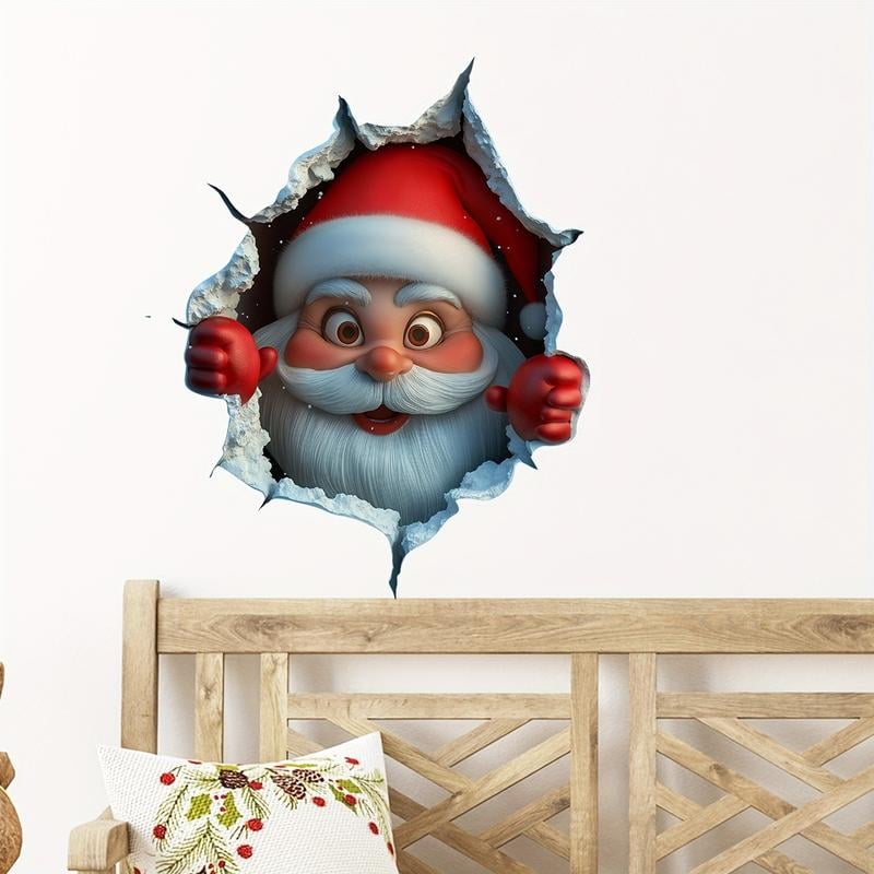 🎄❄️Early Christmas Sale 50% OFF!!🎅Christmas Creative Wall Sticker, Santa Claus Cartoon Design, Holiday Home Decor