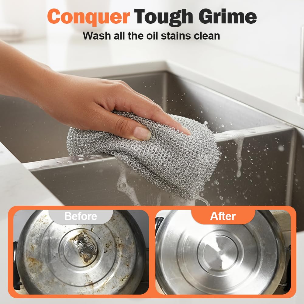 Multipurpose Wire Dishwashing Rags, 2026 New Reusable Metal Wire Dishwashing Cloth for Home Kitchen Cooktop