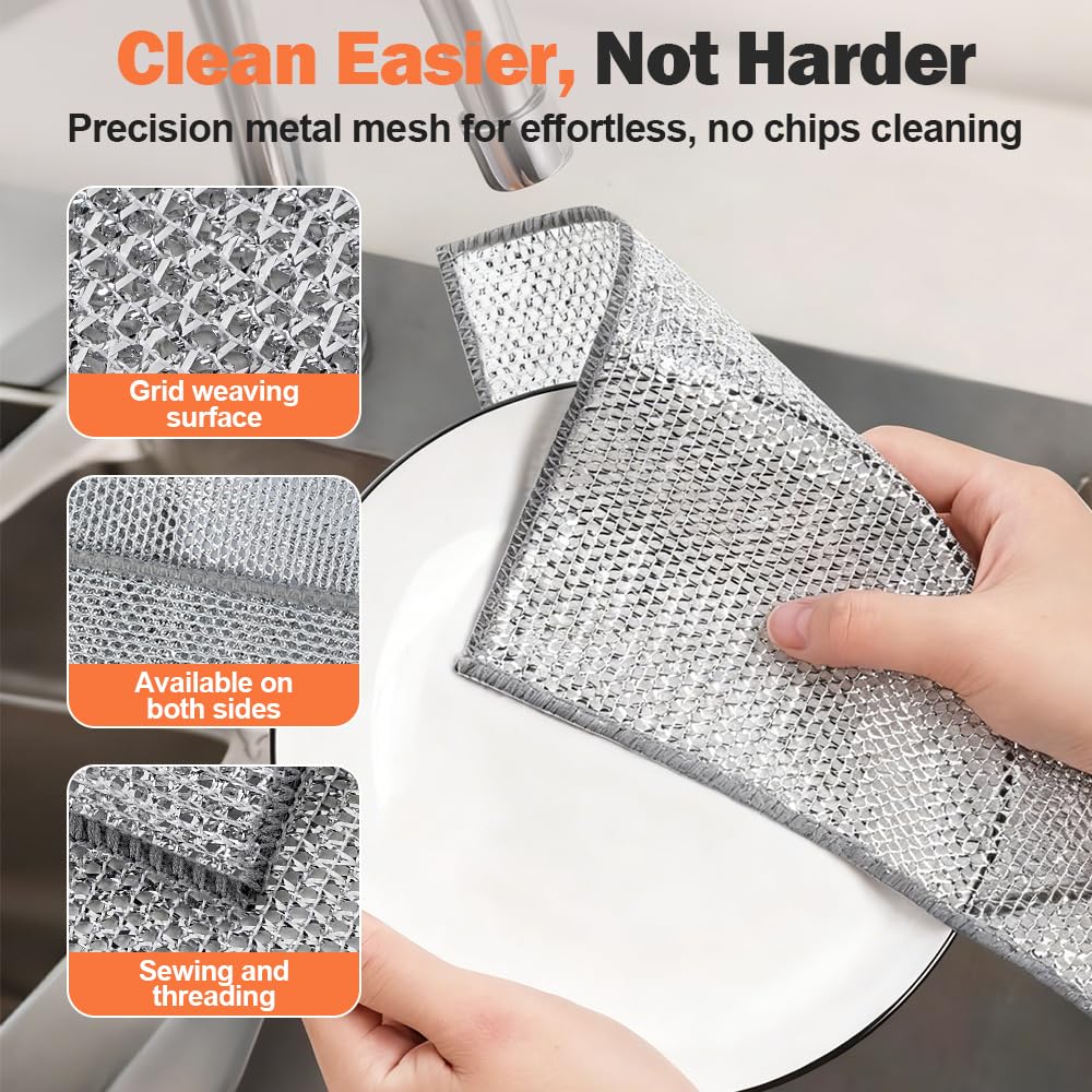 Multipurpose Wire Dishwashing Rags, 2026 New Reusable Metal Wire Dishwashing Cloth for Home Kitchen Cooktop