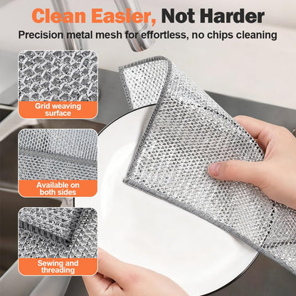 Multipurpose Wire Dishwashing Rags, 2026 New Reusable Metal Wire Dishwashing Cloth for Home Kitchen Cooktop
