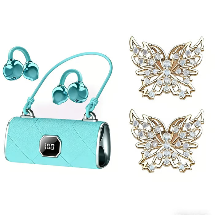 Fashionable Clip-On Wireless Headphones with Handbag