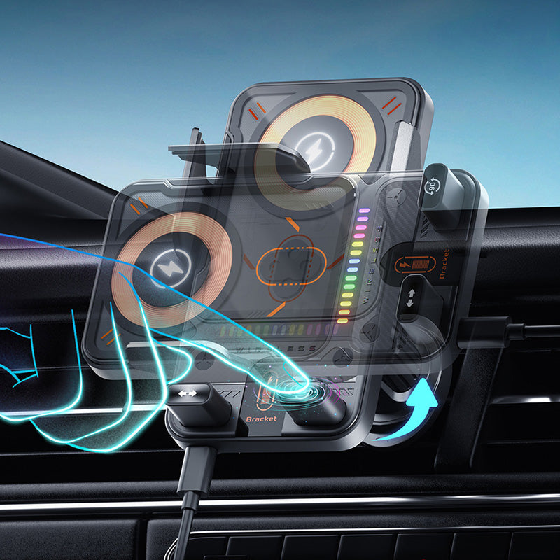 📢📢50%  OFF !! 🚗📱 2-in-1 Car Phone Holder & Wireless Charger – 360° Rotation, Strong Grip & Fast Charging 🔋
