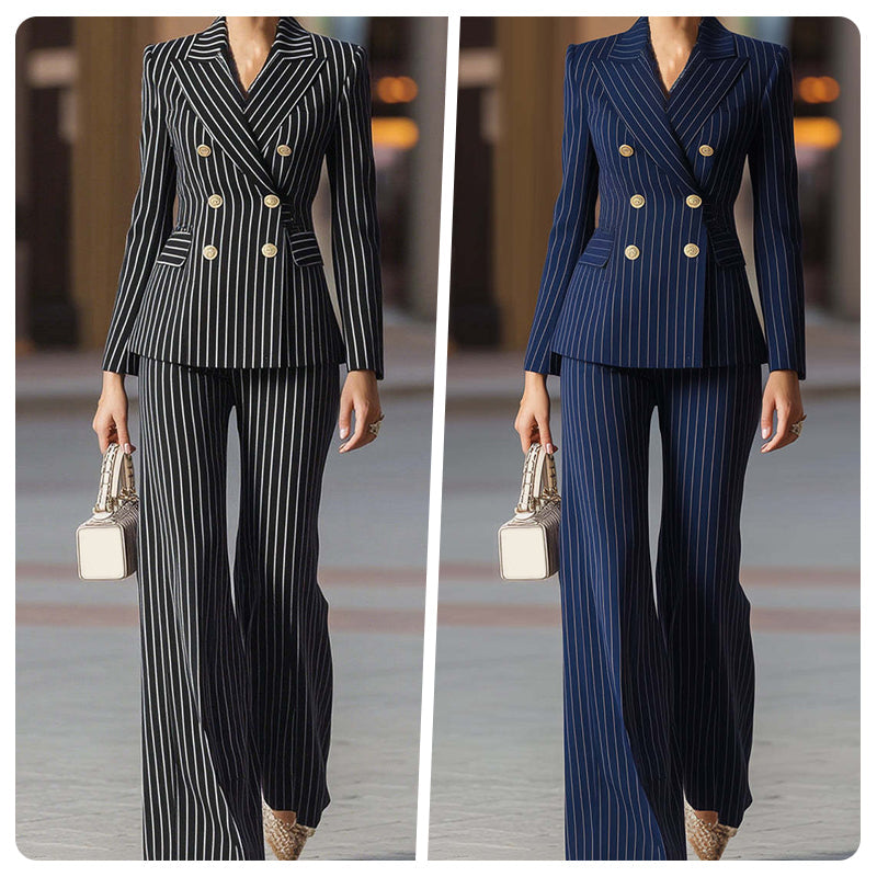 🥳2026 HOT SALE🥳💞50K+ SOLD!🍂Women's Pinstripe Double-Breasted Suit Set