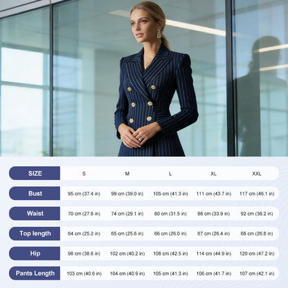 🥳2026 HOT SALE🥳💞50K+ SOLD!🍂Women's Pinstripe Double-Breasted Suit Set