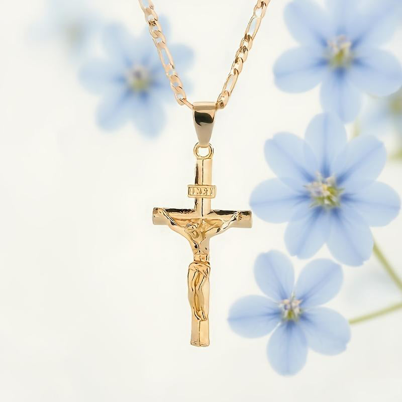 ✝️Necklace with gold crucifix pendant