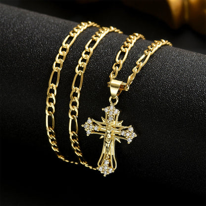 ✝️Necklace with gold crucifix pendant