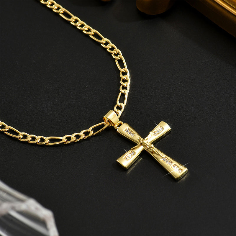 ✝️Necklace with gold crucifix pendant